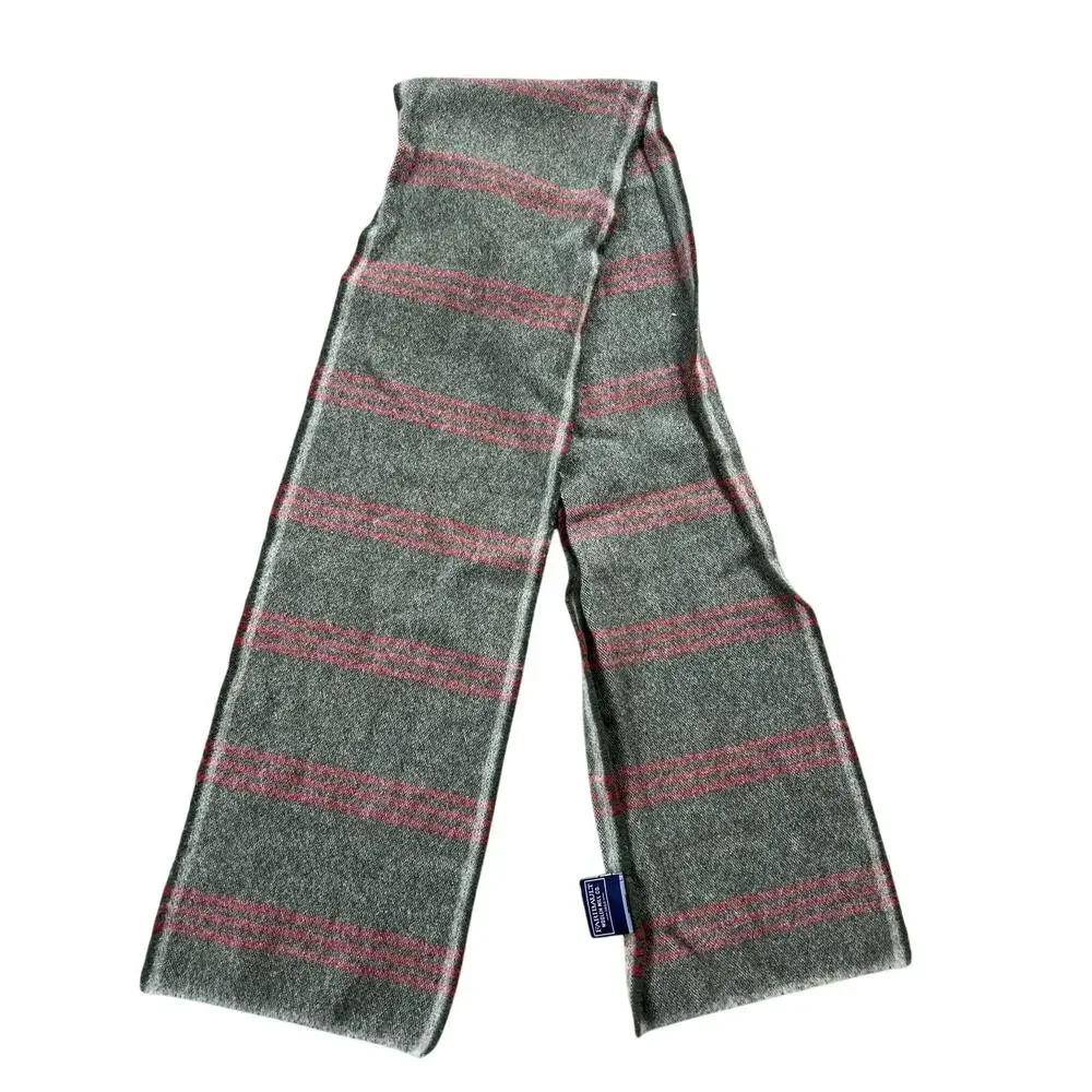 Faribault Woolen Mill Co. Scarf Mens One Size Gray Wool Striped Made USA Winter